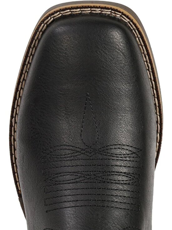 Men\'s Black Faux Leather Wide Square Toe Slip-Resistant Western Cowboy Boots main image 6